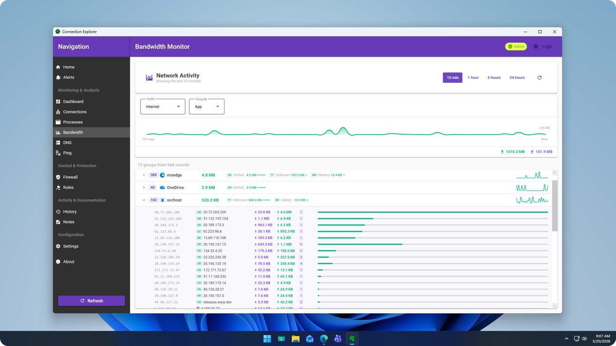Connection Explorer - Connection history