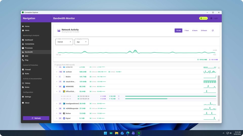 Connection Explorer - Bandwidth