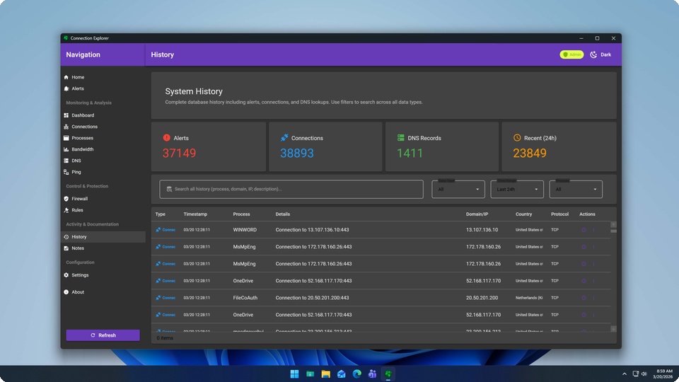 Connection Explorer Screenshot