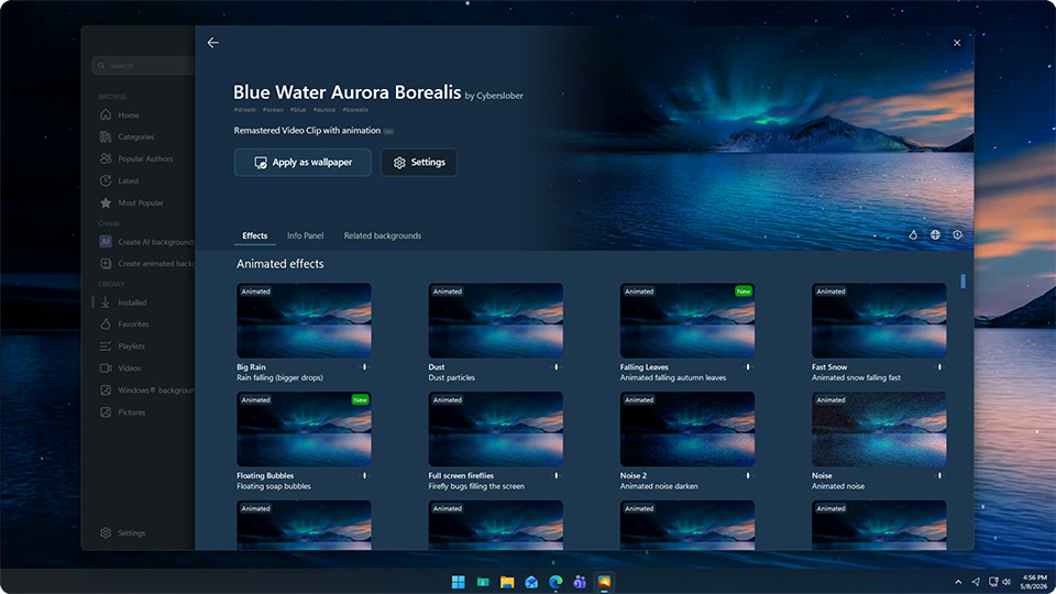 DeskScapes 2026 - Animated backgrounds